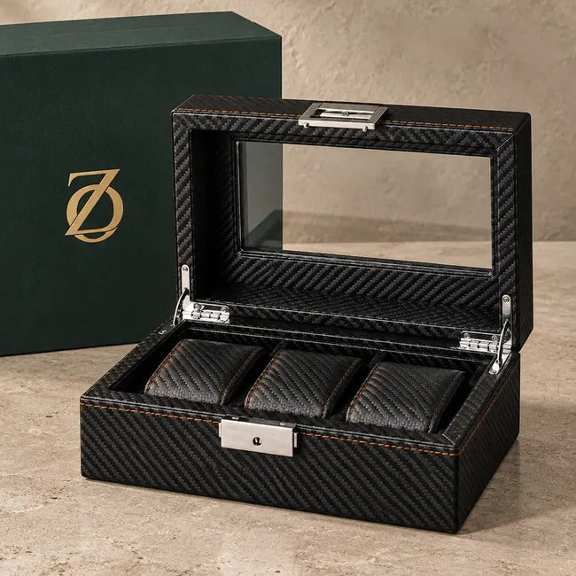 Regent 3 Slot Watch Box — Men's Watch Storage Case for 3 Watches