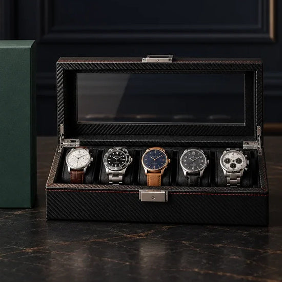 Regent 5 Slot Watch Box — Men's Watch Storage Case for 5 Watches