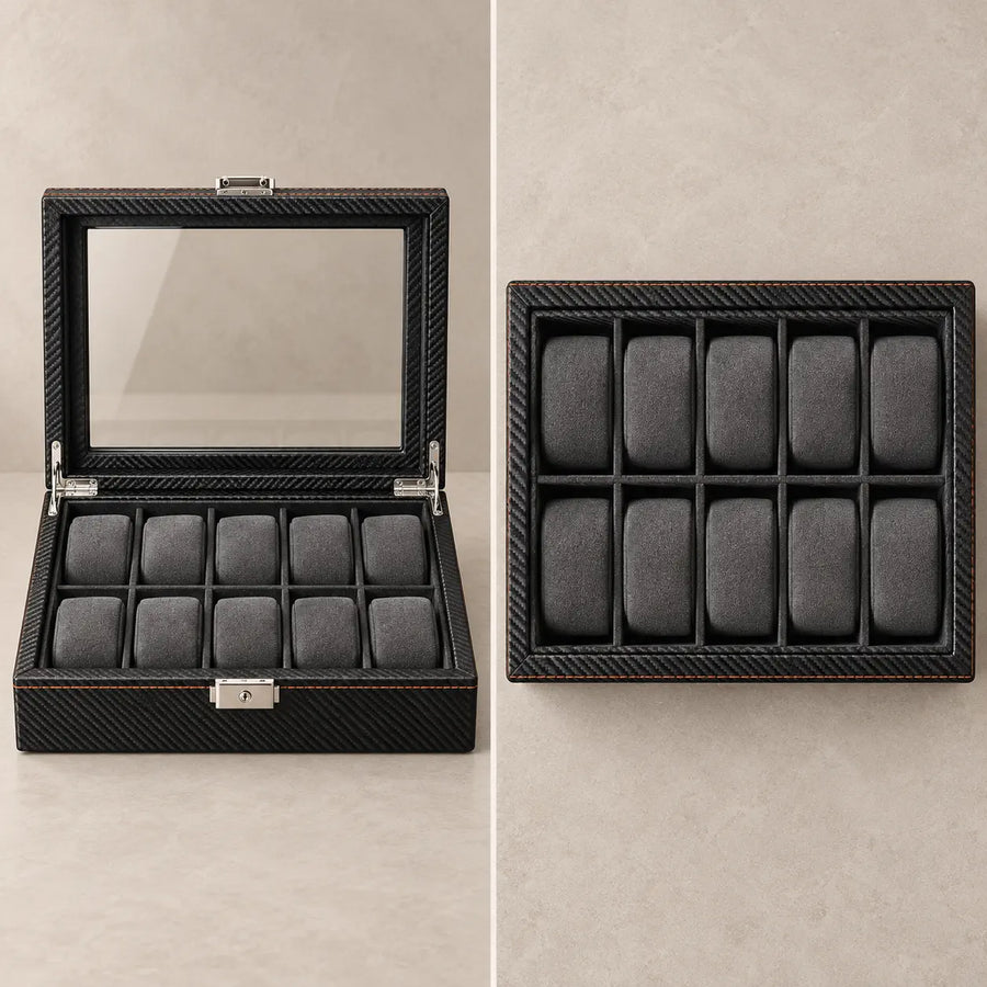 Regent watch box open, showing its ten individual compartments