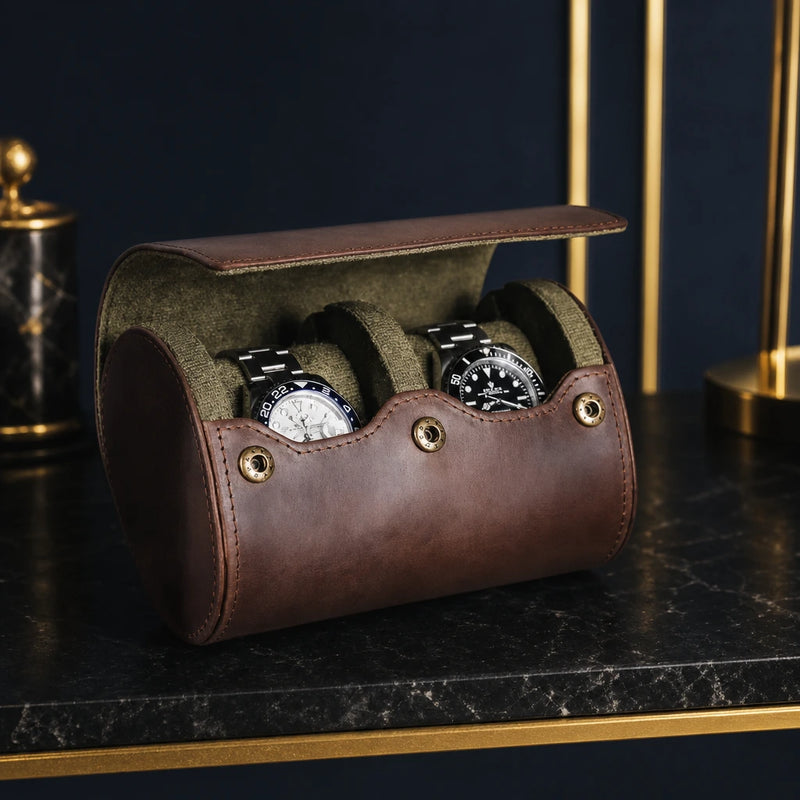 Caversham 2-Watch Leather Travel Case