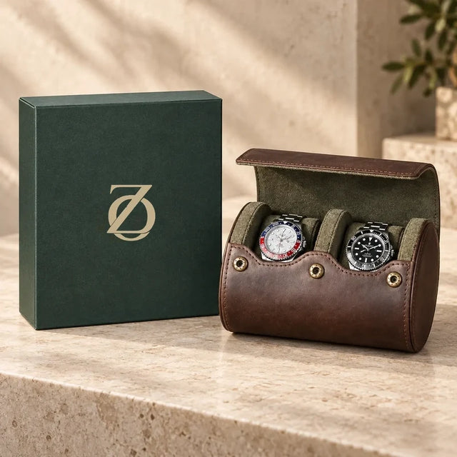 Étui Biarritz 2 montres — Étui de voyage en cuir, 2 emplacements