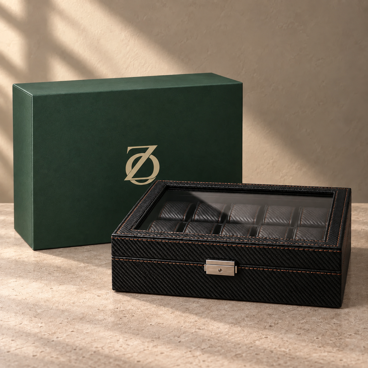 Regent 10 Slot Watch Box — Men's Watch Storage & Display Case for 10 Watches