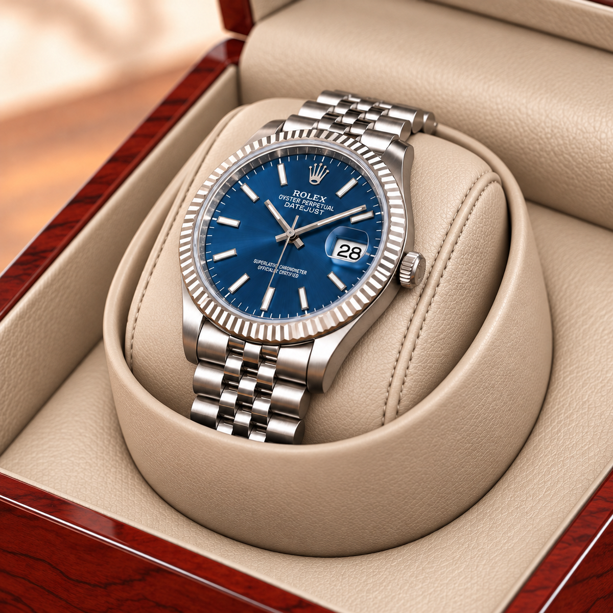 Ashford cherry single watch winder — coussin, lifestyle product view.