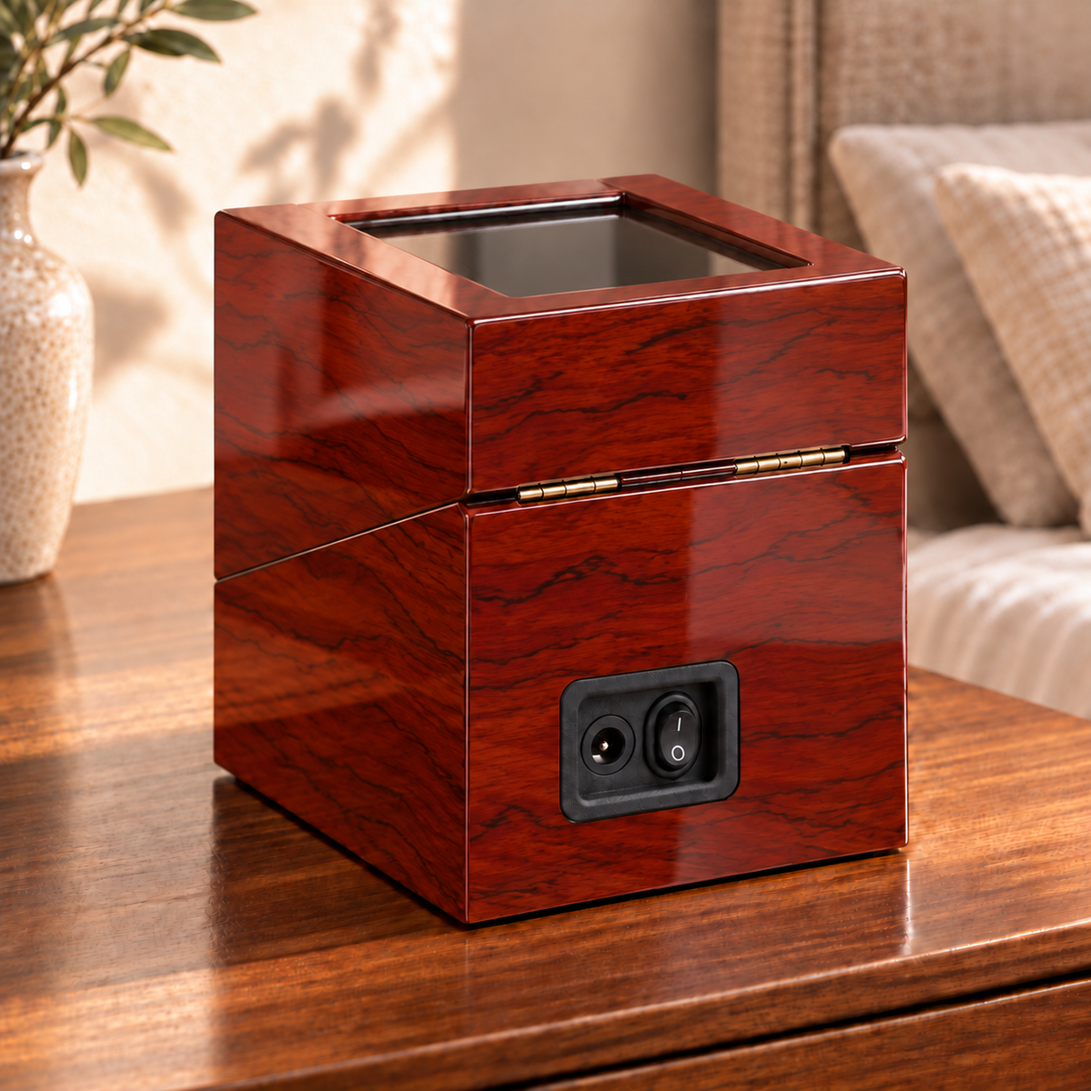 Ashford cherry single watch winder — arriere, lifestyle product view.