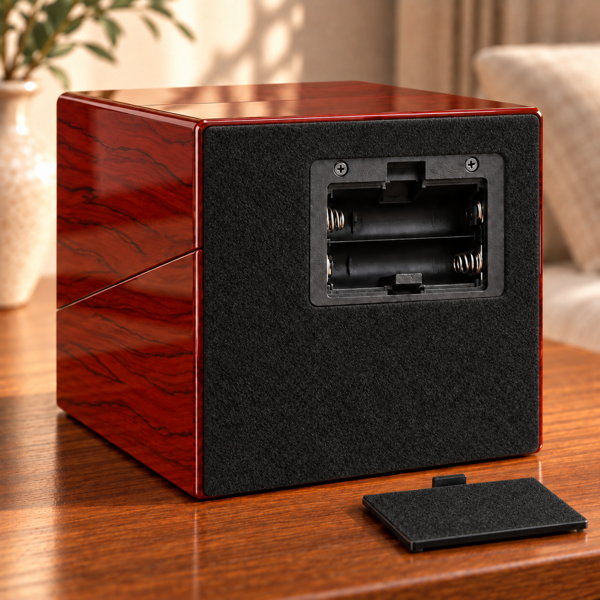 Ashford cherry single watch winder — piles, lifestyle product view.