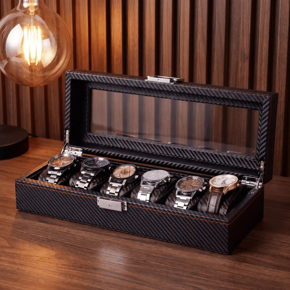 Regent 6-Slot Black Watch Box