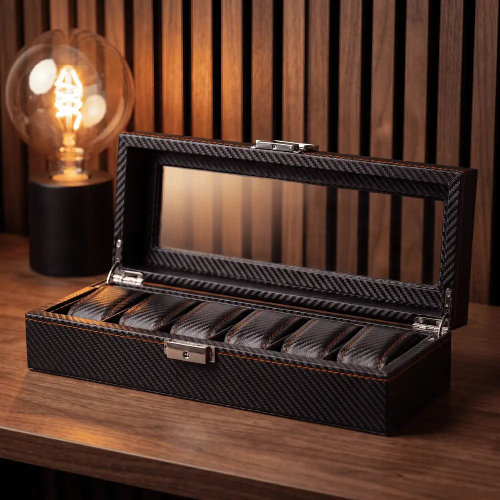 Regent 6-Slot Black Watch Box - product view 2