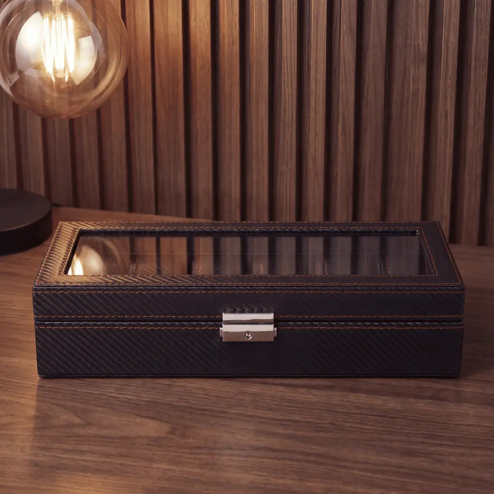 Regent 6-Slot Black Watch Box - product view 3