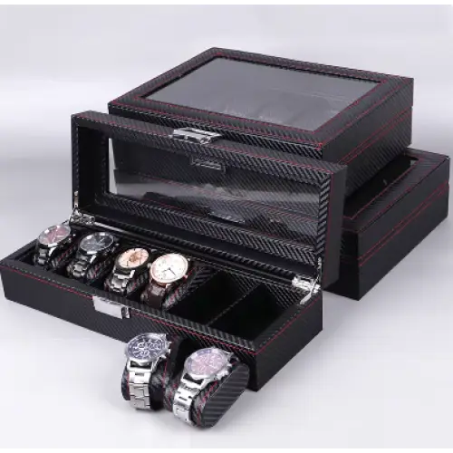 Regent 6-Slot Black Watch Box - product view 5