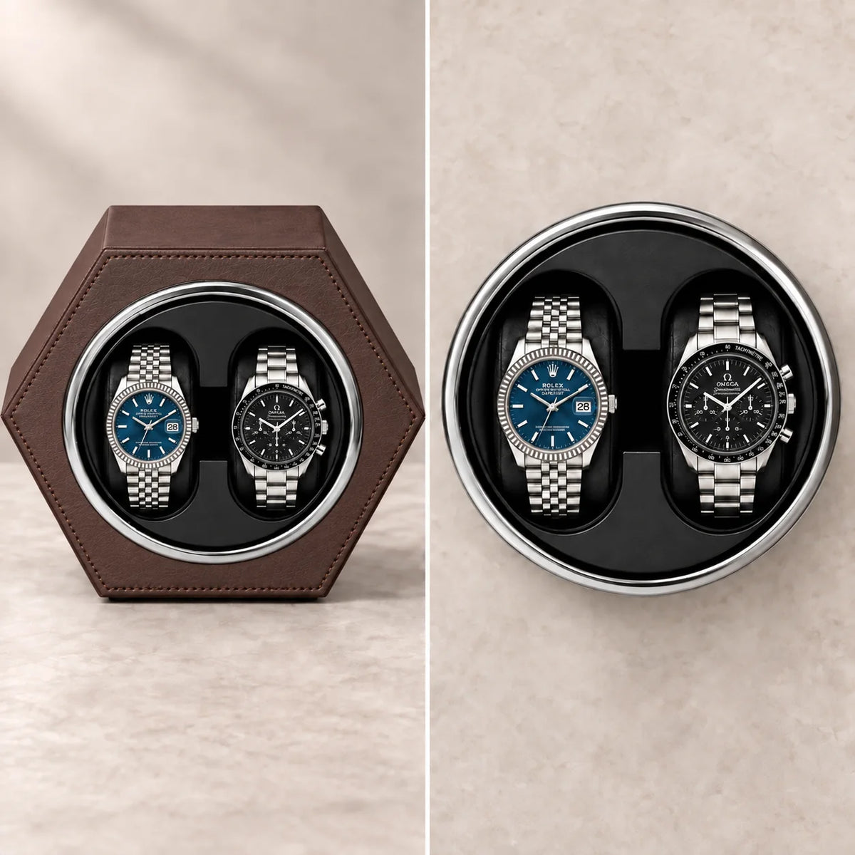 Belgrave automatic watch winder, Brown finish, capacity. Watches shown for illustration and not included.