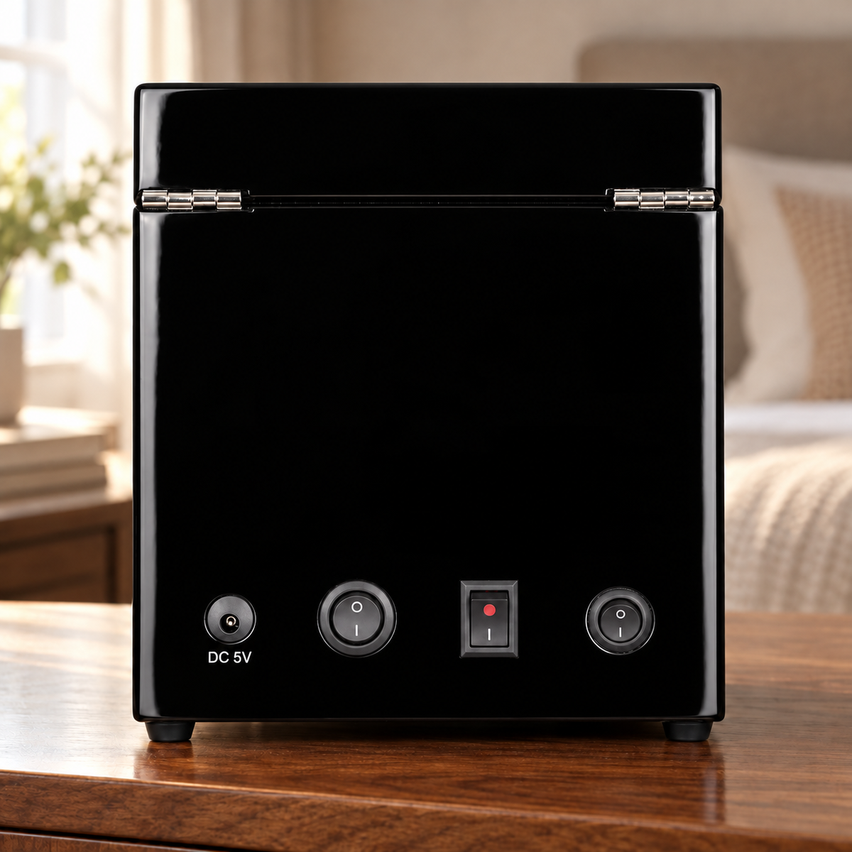Camden black-lacquer — rear controls