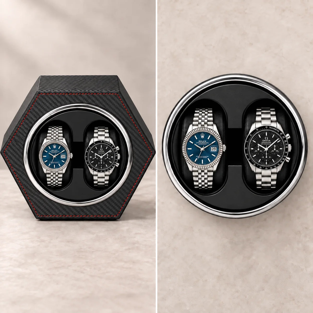 Belgrave automatic watch winder, Carbon Fibre finish, capacity. Watches shown for illustration and not included.