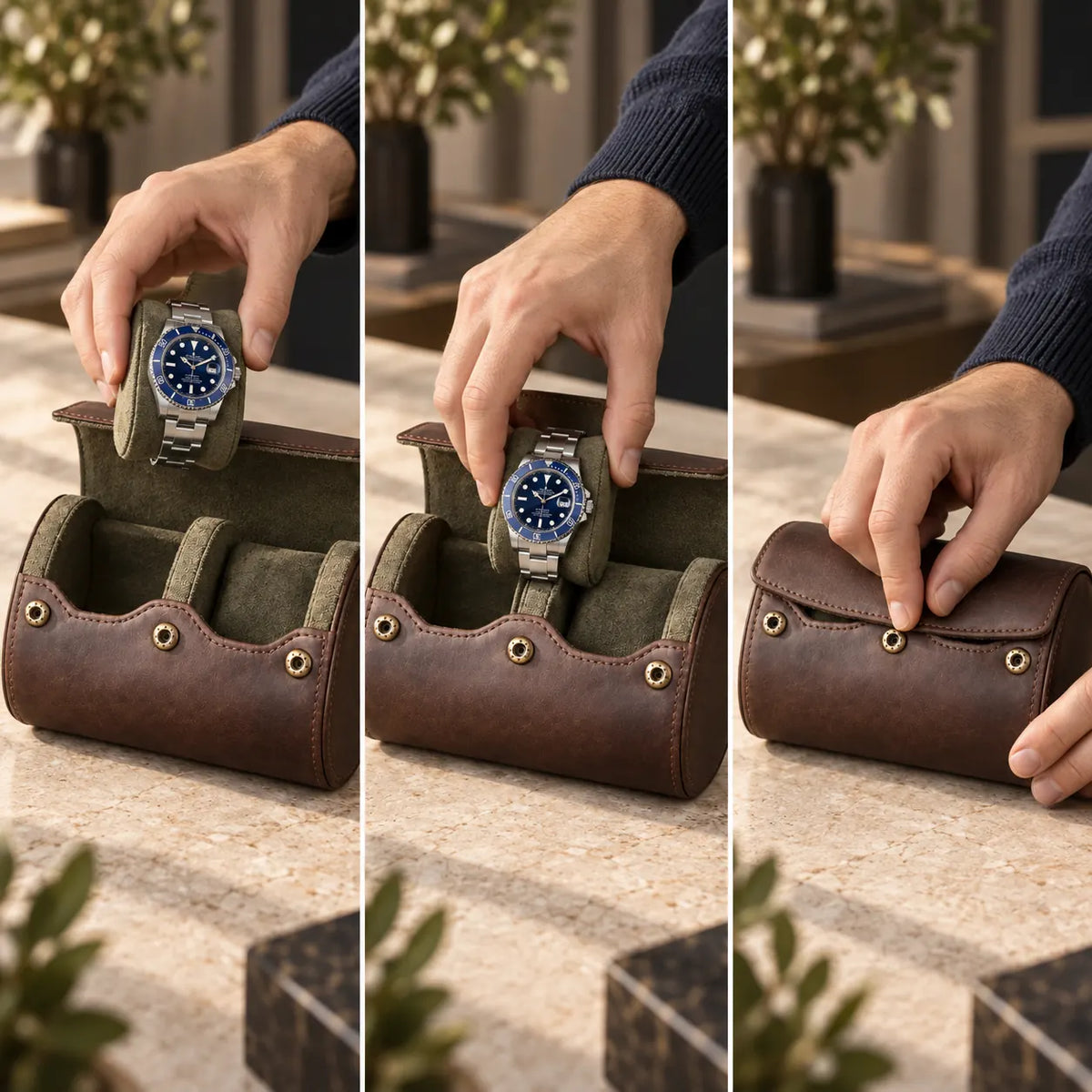 Étui Biarritz 2 montres avec deux montres en place