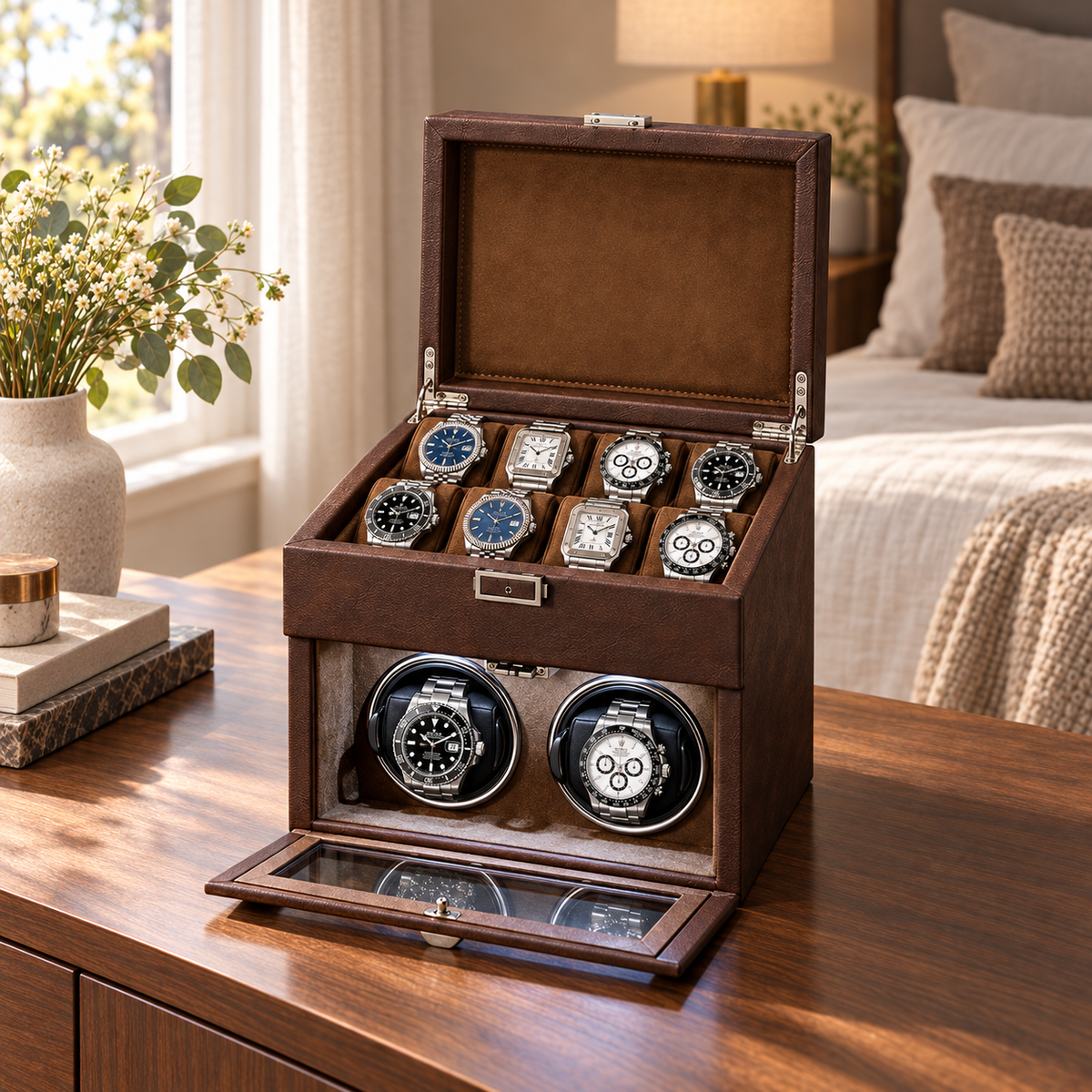 Mayfair Chocolate Suede — bedroom setting