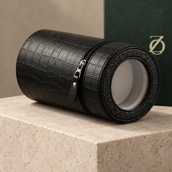 Voyager Single Watch Winder Case — Portable Leather Travel Winder