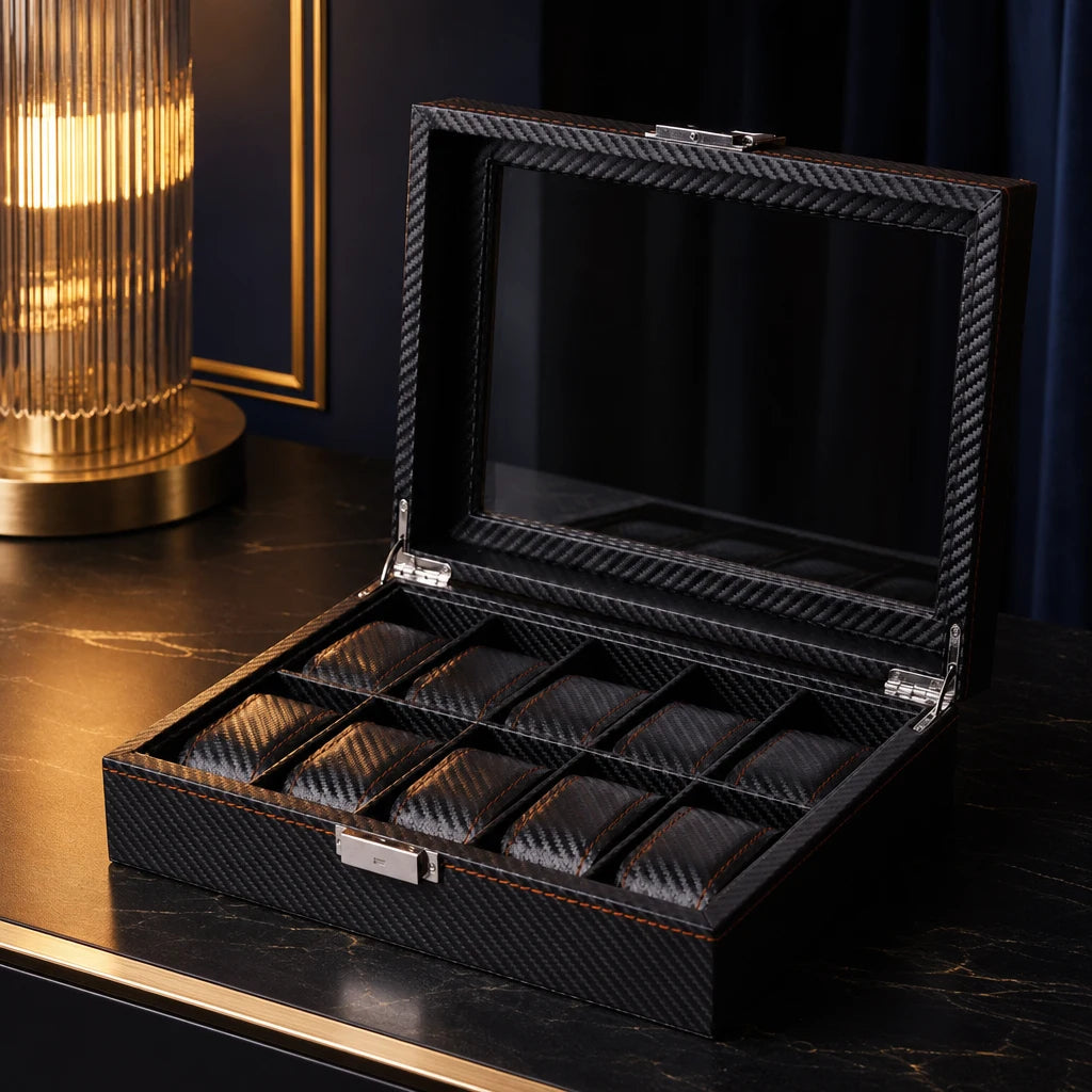 Regent 10-Slot Black Watch Box - product view 2