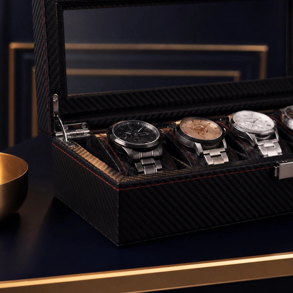 Regent 10-Slot Black Watch Box - product view 4