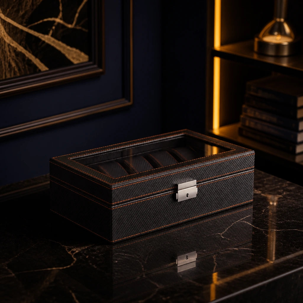 Regent 10-Slot Black Watch Box - product view 5