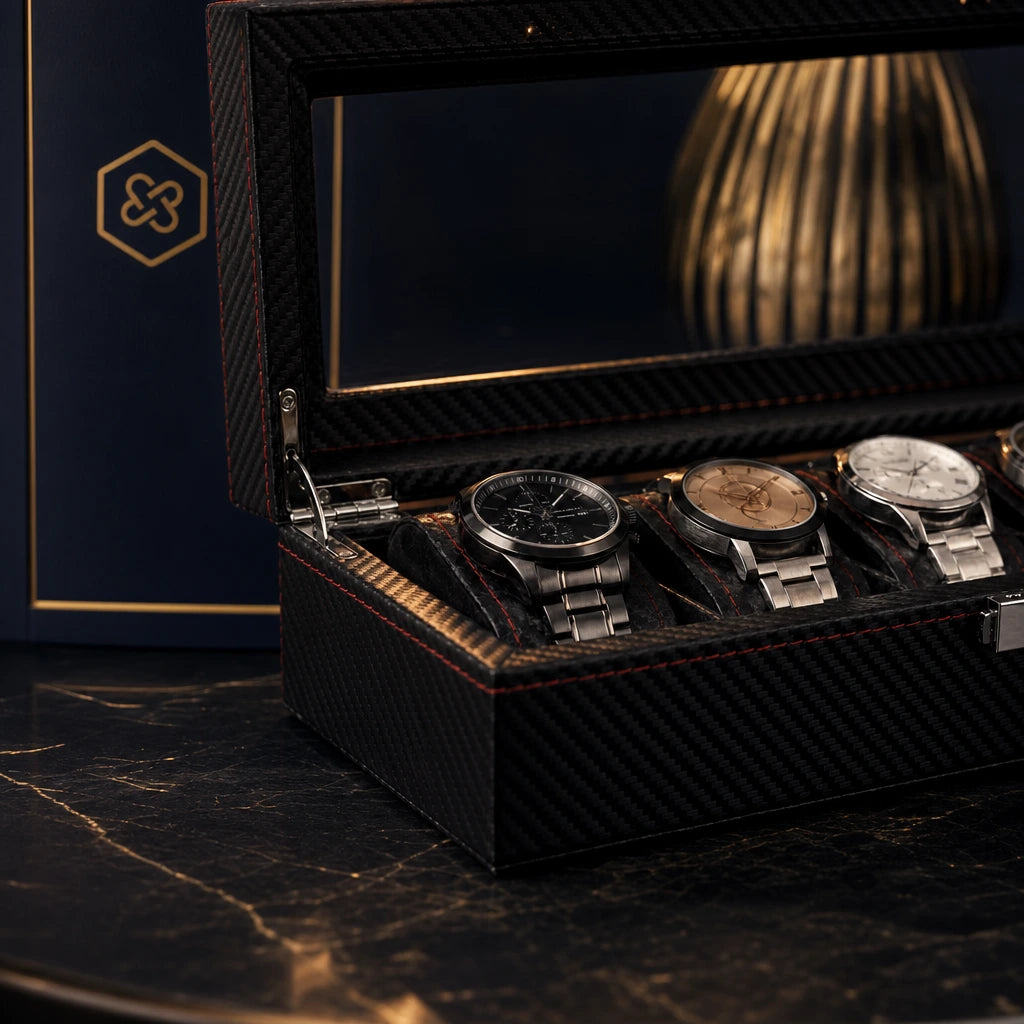 Regent 3-Slot Black Watch Box - product view 4