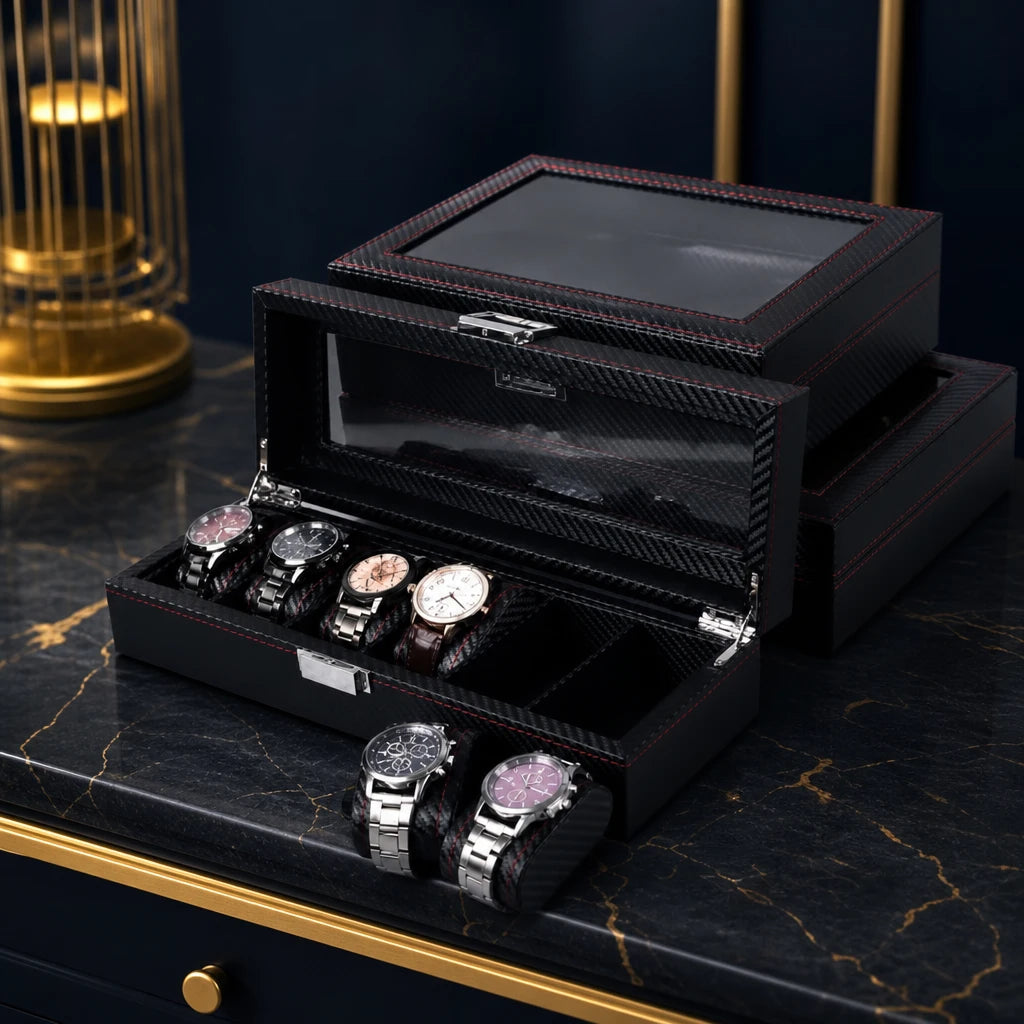 Regent 3-Slot Black Watch Box - product view 5