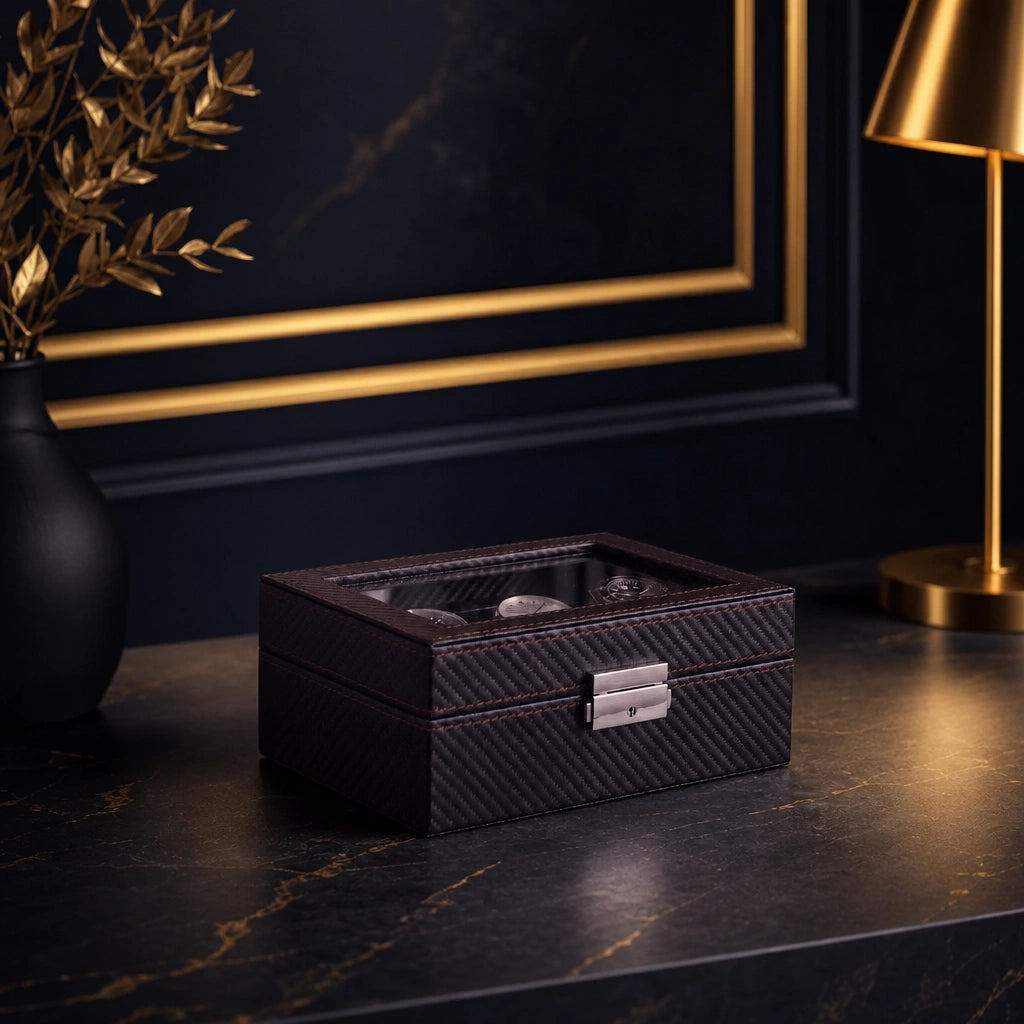 Regent 3-Slot Black Watch Box - product view 6