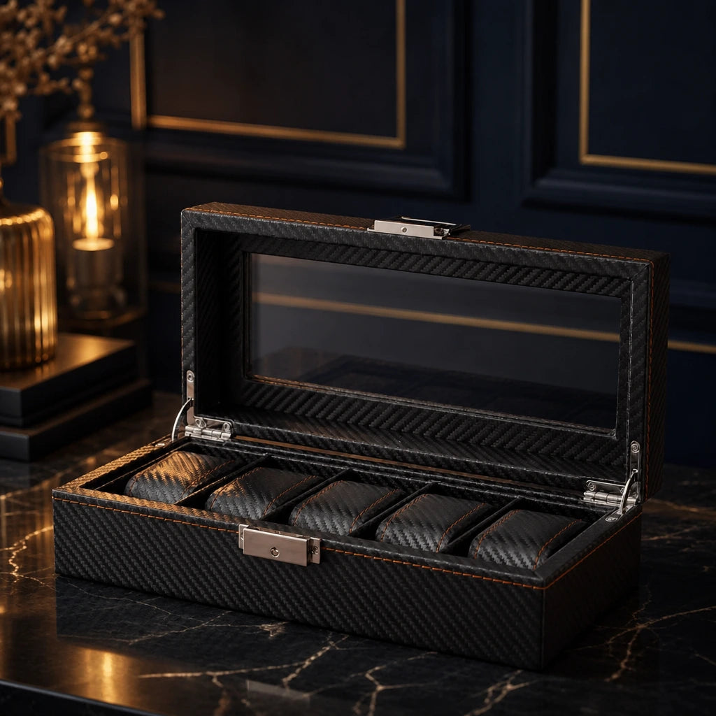Regent 5-Slot Black Watch Box - product view 2