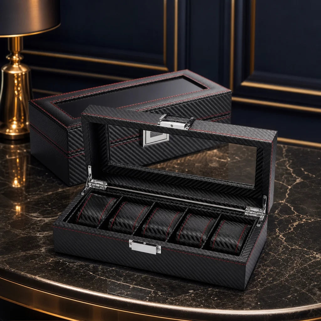Regent 5-Slot Black Watch Box - product view 5