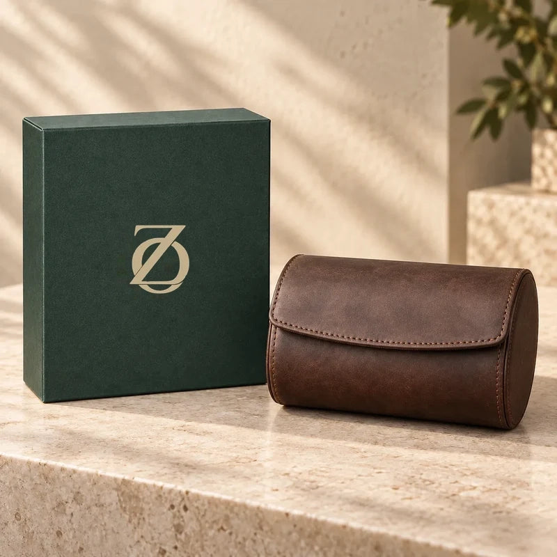 Étui Biarritz 2 montres — Étui de voyage en cuir, 2 emplacements